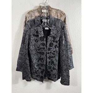 Chicos Lot of 3 Jackets Womens Size 0 Black Lace Beaded Gray Animal Print